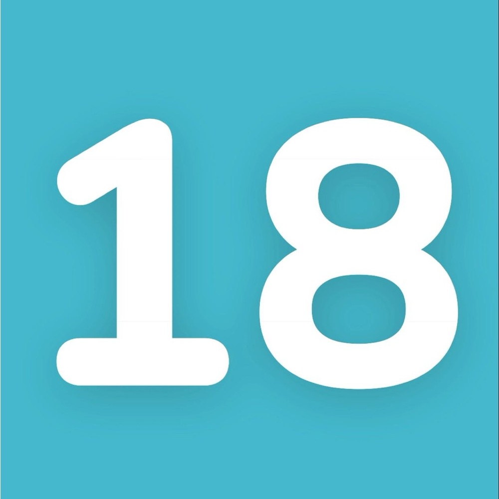 Blue and White Number 18 Graphic